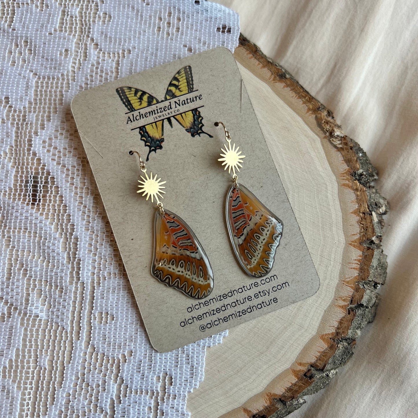 Red Lace Butterfly Earrings