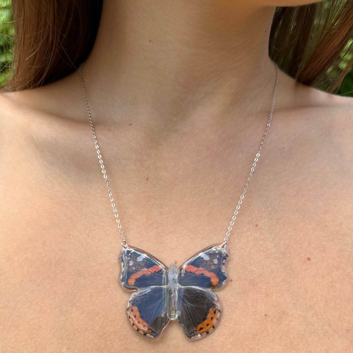 Red Admiral Butterfly Necklace