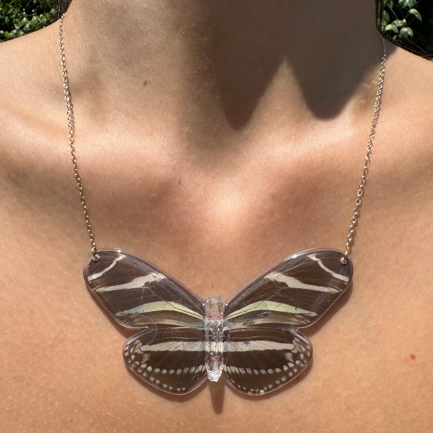 Zebra Butterfly Necklace