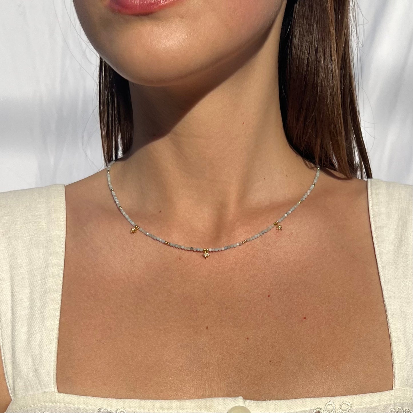 Star Dust Necklace- Aquamarine