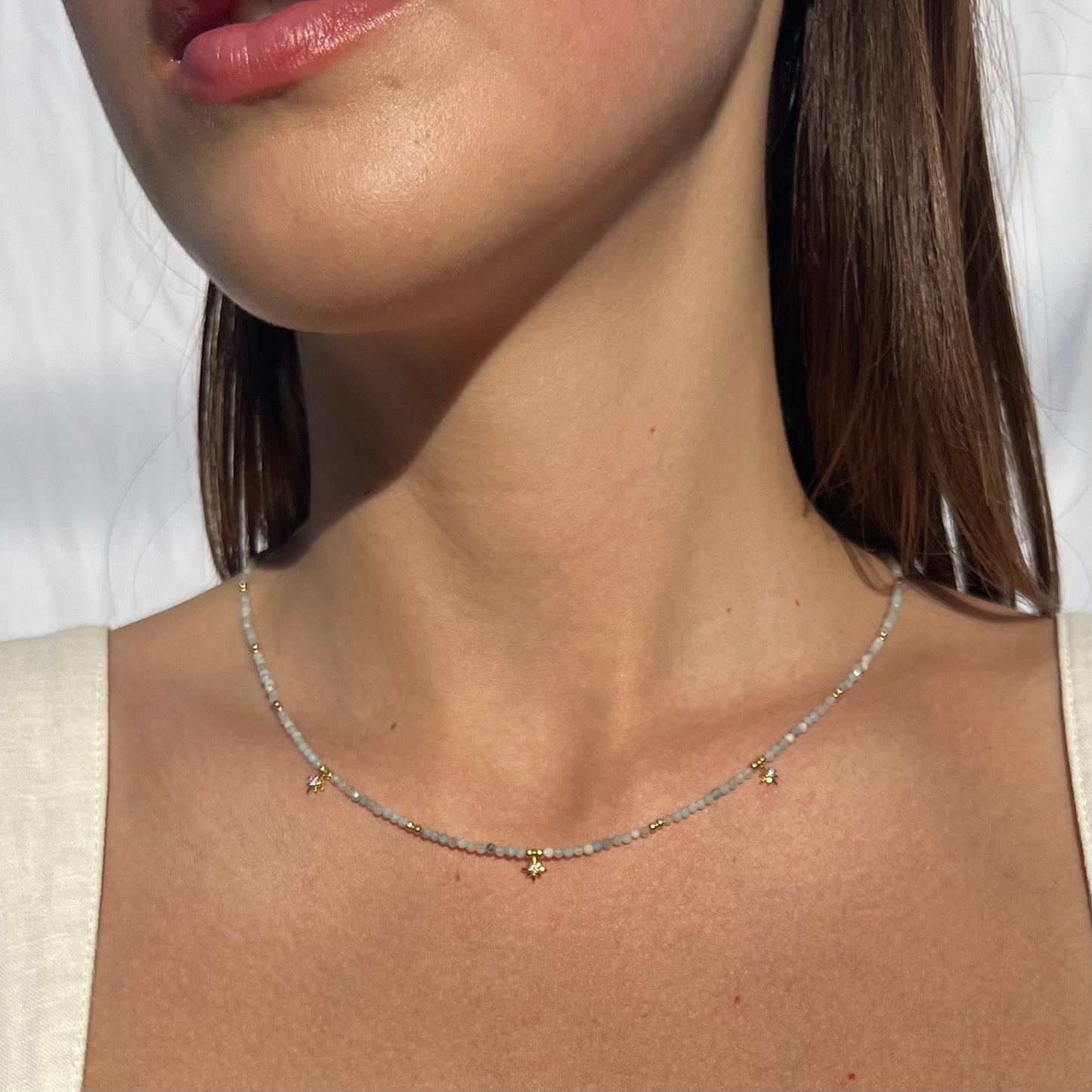 Star Dust Necklace- Aquamarine