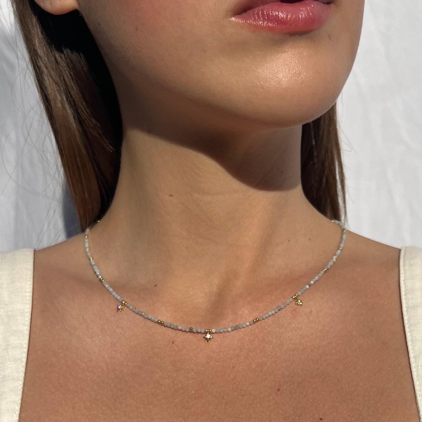 Star Dust Necklace- Aquamarine