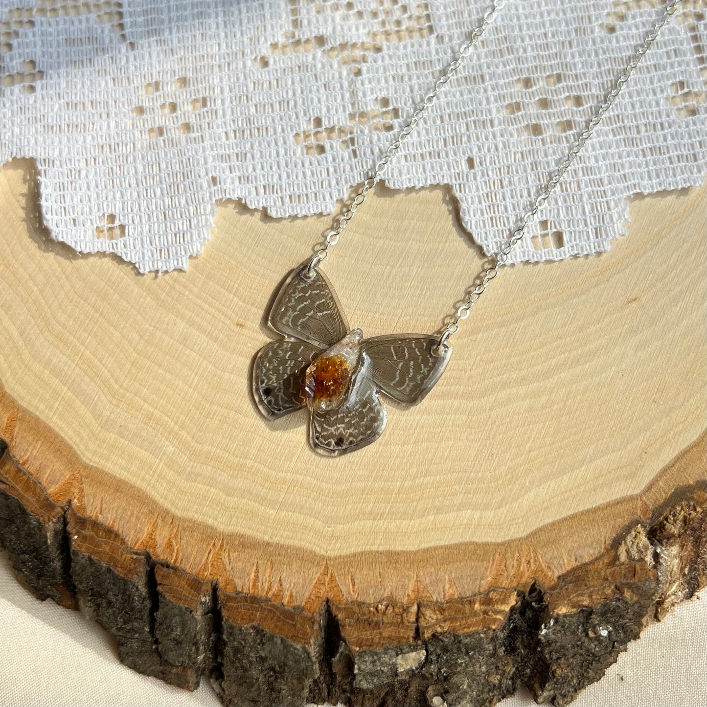 Little Grey Butterfly Necklace