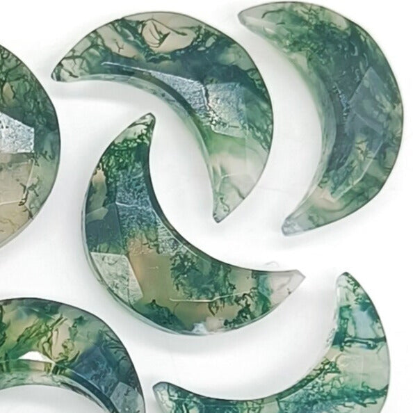Moss Agate Moon Drop Lariat Necklace