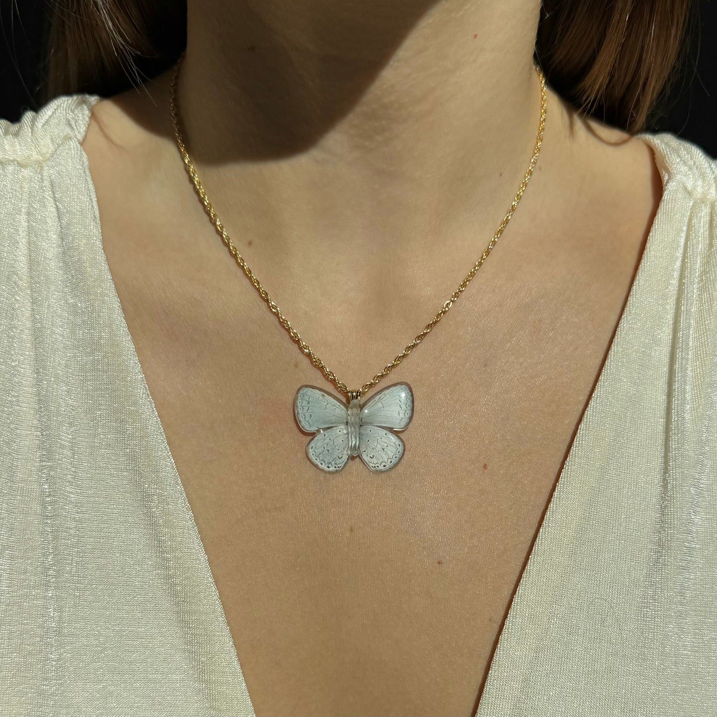 Little White Butterfly Necklace