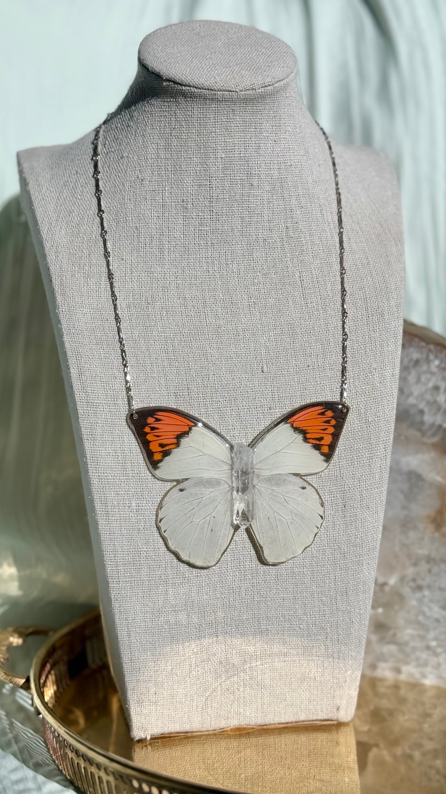 Orange Tip Butterfly Necklace