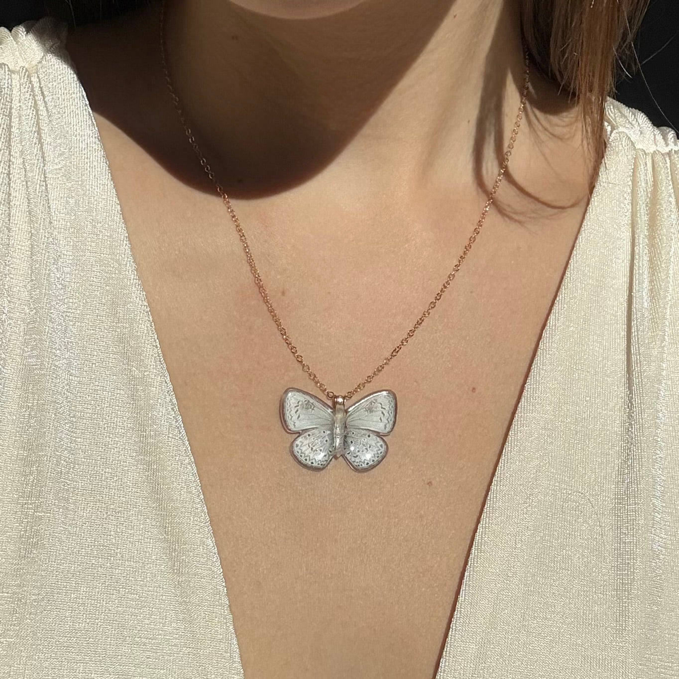 Little White Butterfly Necklace