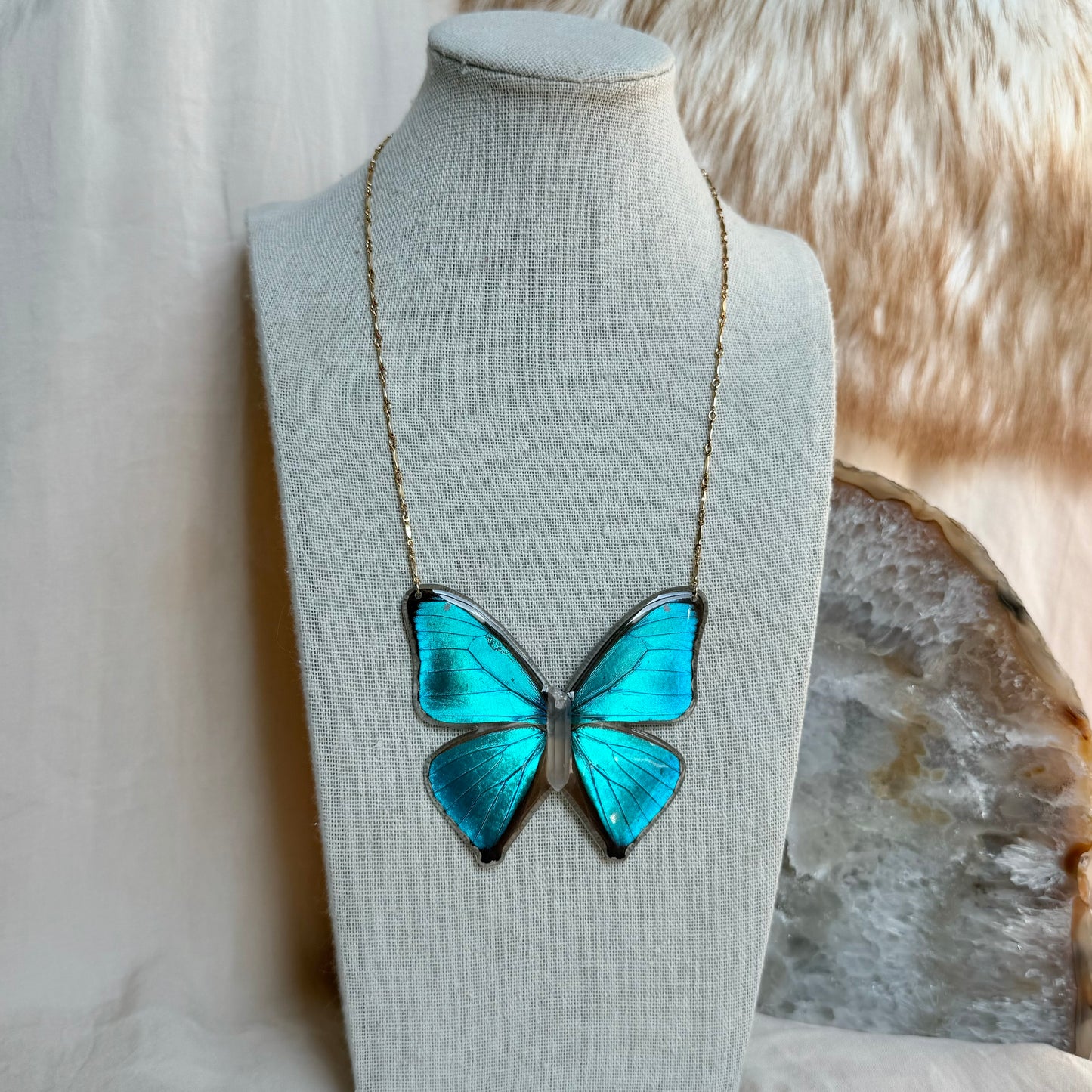 Blue Morpho Butterfly Necklace