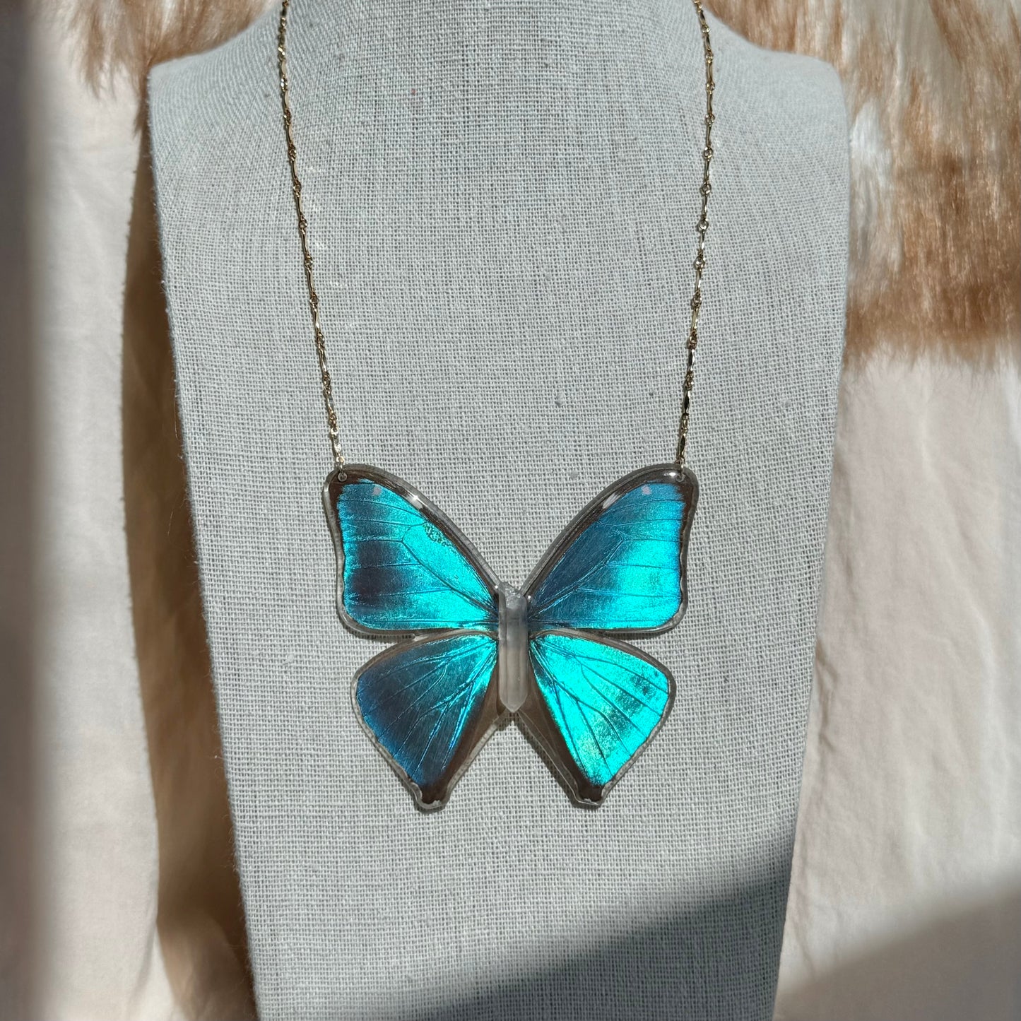 Blue Morpho Butterfly Necklace