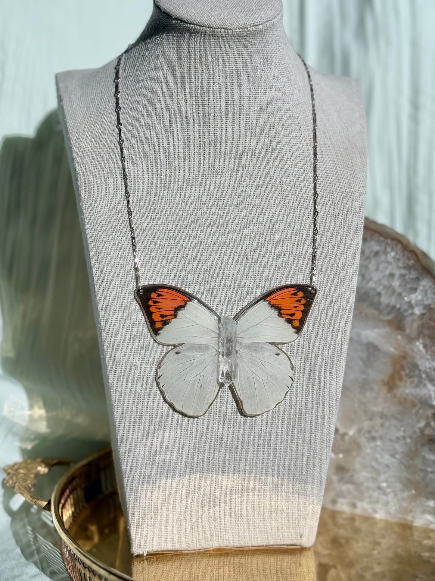 Orange Tip Butterfly Necklace