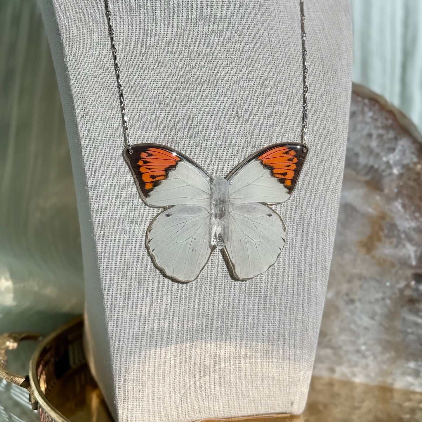 Orange Tip Butterfly Necklace