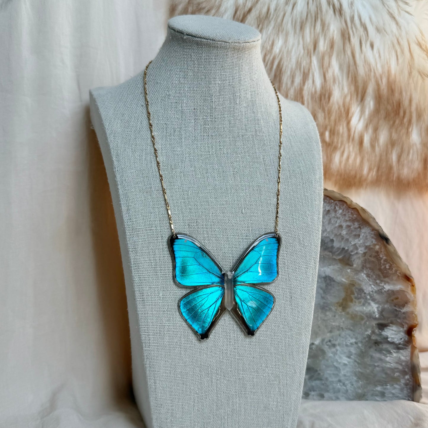 Blue Morpho Butterfly Necklace