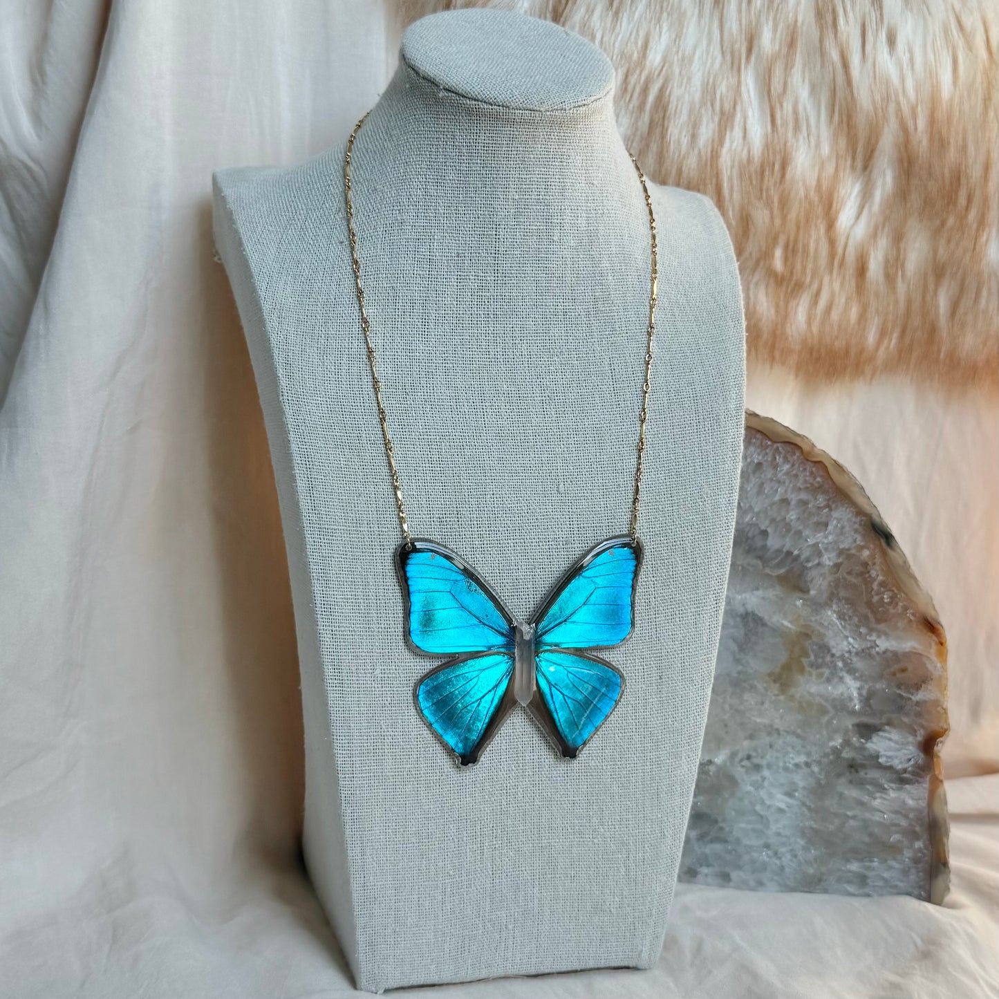 Blue Morpho Butterfly Necklace