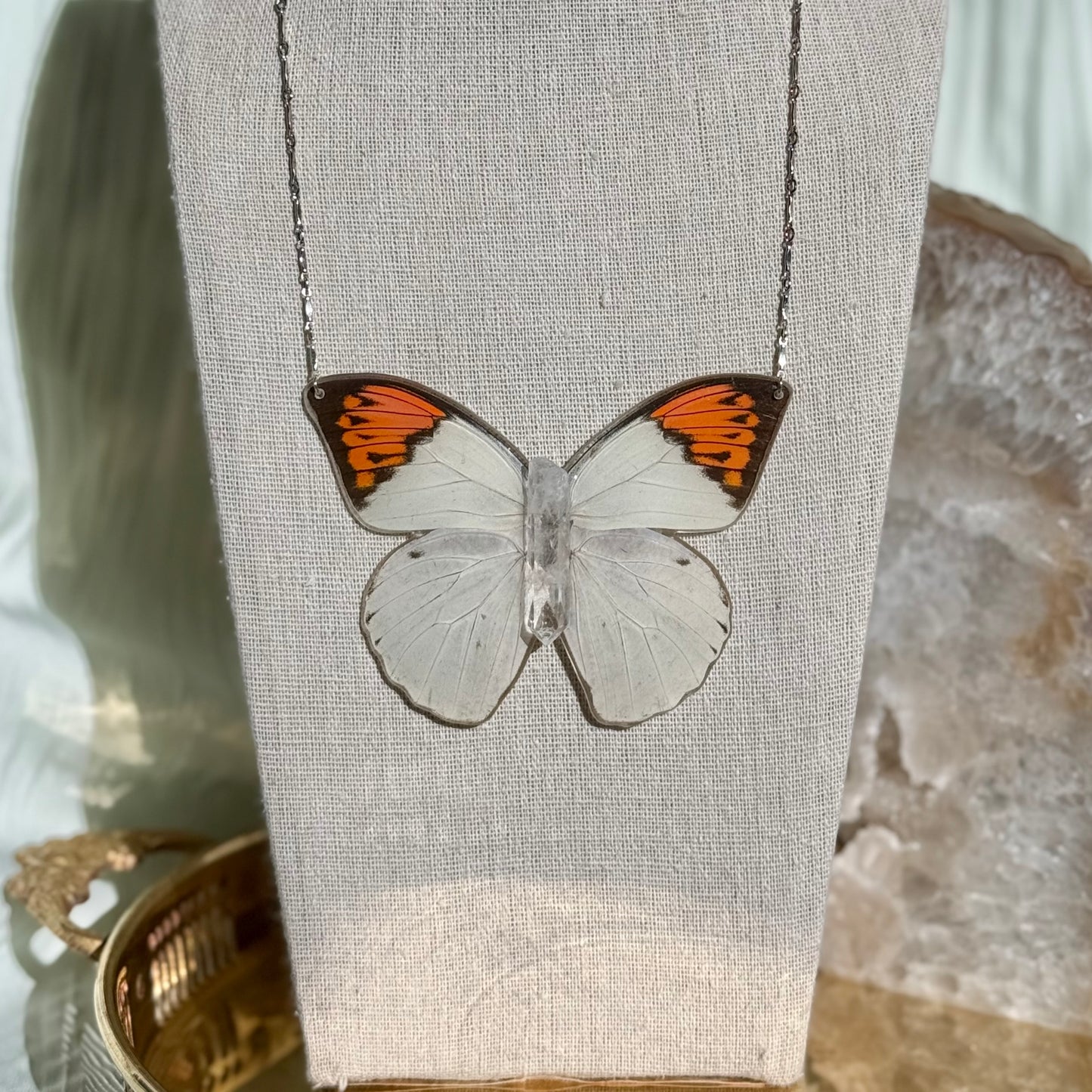 Orange Tip Butterfly Necklace