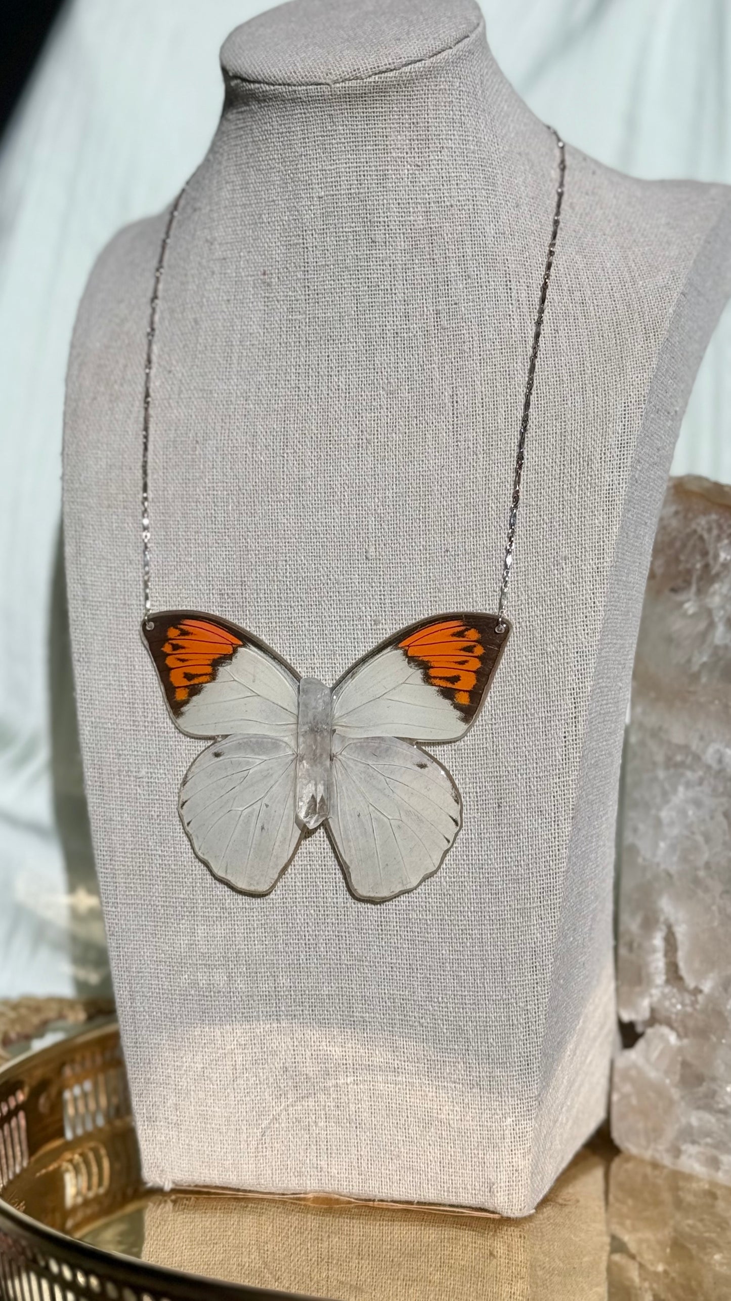 Orange Tip Butterfly Necklace