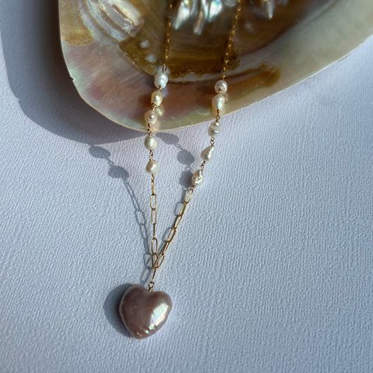 Sweetheart Pearl Drop Necklace