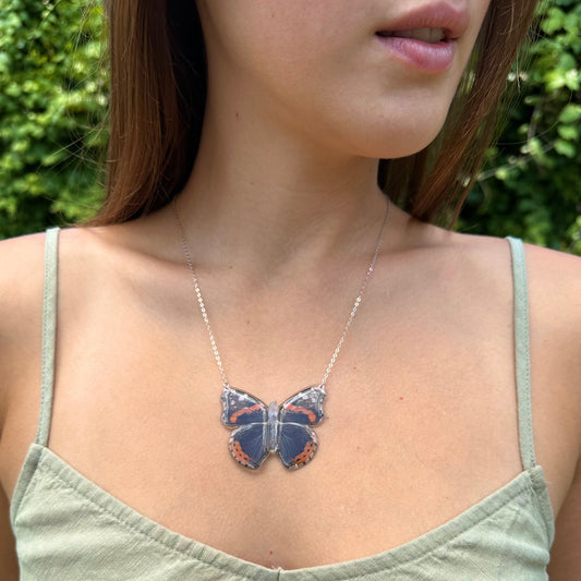 Red Admiral Butterfly Necklace