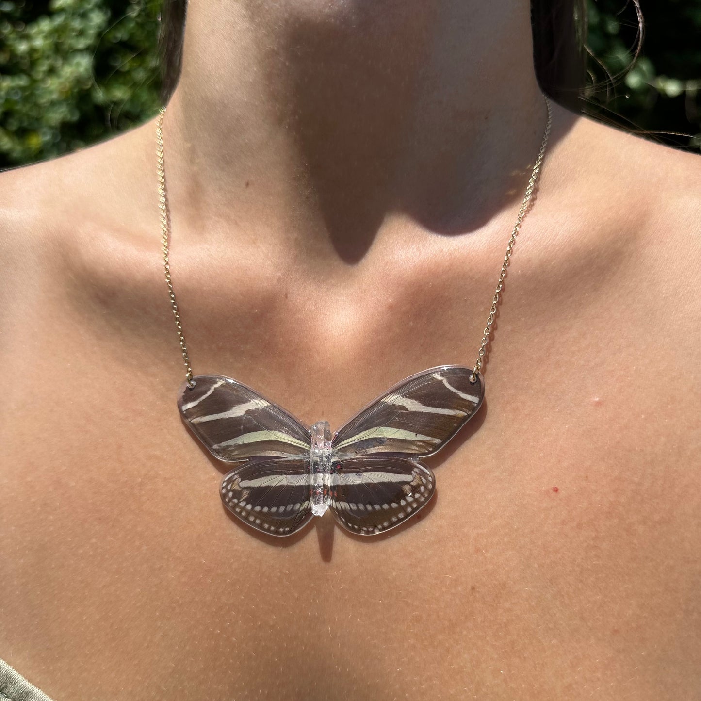 Zebra Butterfly Necklace