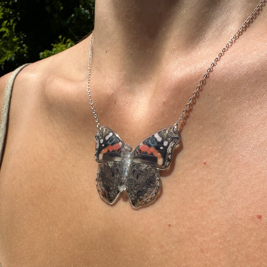 Red Admiral Butterfly Necklace