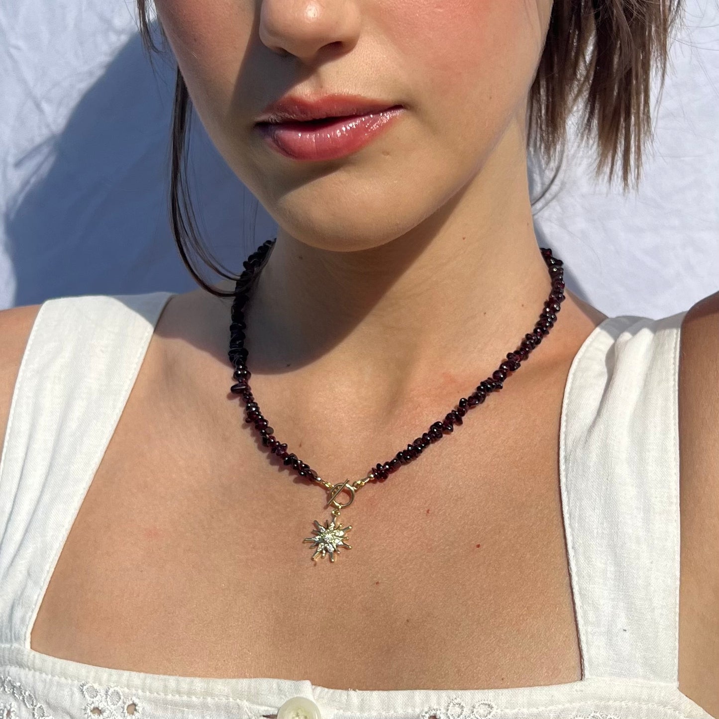 Sun Ray Garnet Necklace