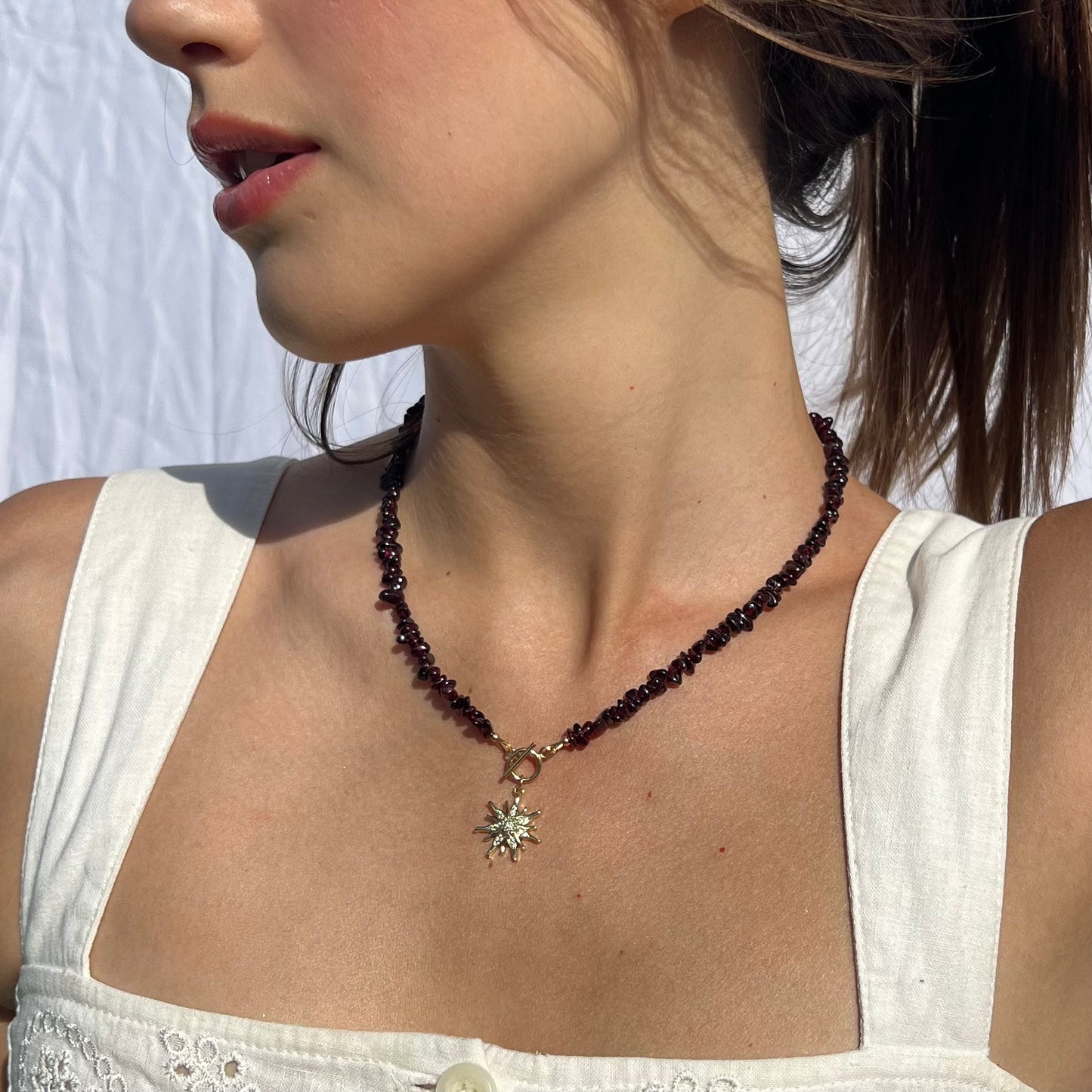 Sun Ray Garnet Necklace