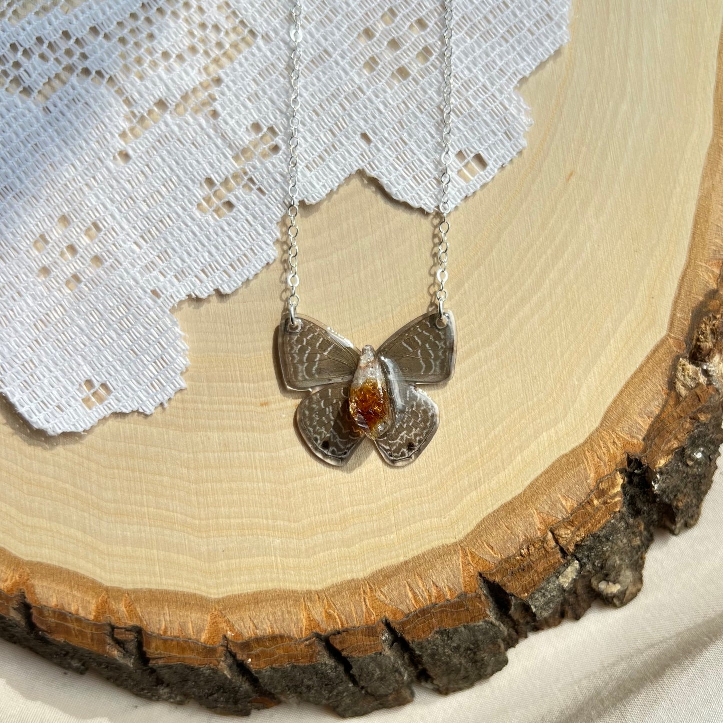 Little Grey Butterfly Necklace