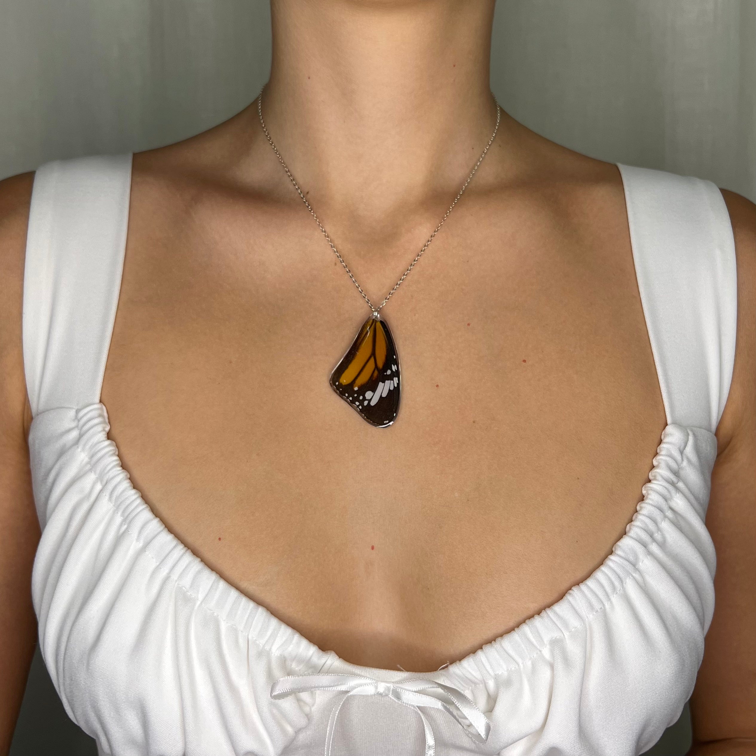 Amazon.com: Ethically sourced monarch butterfly necklace for women Real  Butterfly wing jewelry Pressed flower jewelry Best friend necklace Recycled  insect wing b t : Handmade Products
