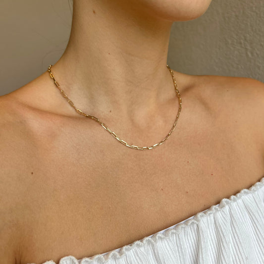 Gold Filled Paperclip Chain Necklace